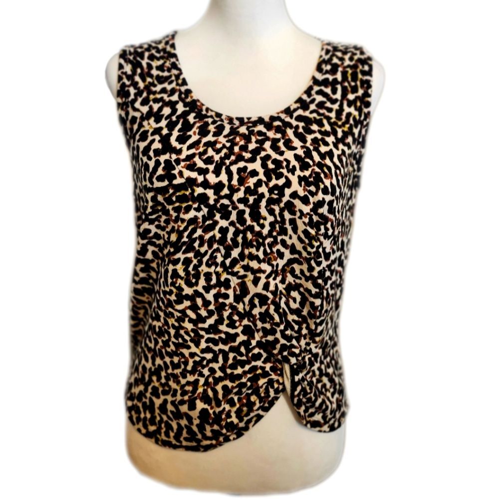 CAbi Style #5759 Knotty Leopard Print Sleeveless Stretch Tank Top, XS